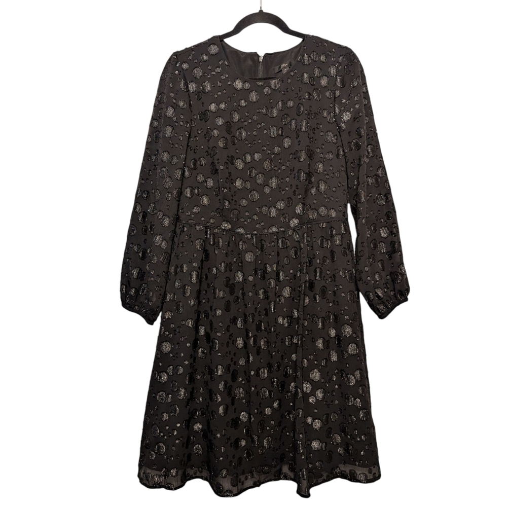 J.Crew Metallic Dot Jacquard Dress | Size 6 | Holiday Party Long Sleeve - Picture 6 of 16